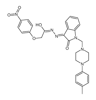N-[(E)-[1-[[4-(4-methylphenyl)piperazin-1-yl]methyl]-2-oxoindol-3-ylidene]amino]-2-(4-nitrophenoxy)acetamide Structure