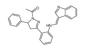 1-[5-[2-[[(E)-indol-3-ylidenemethyl]amino]phenyl]-3-phenyl-3,4-dihydropyrazol-2-yl]ethanone Structure