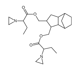 (octahydro-4,7-methano-1H-indenediyl)bis(methylene) bis(alpha-ethylaziridine-1-acetate) structure