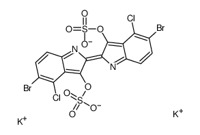 dipotassium 5,5'-dibromo-4,4'-dichloro[2,2'-bi-1H-indole]-3,3'-diyl disulphate结构式