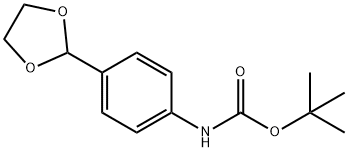 N-BOC-4-(1,3-二氧戊环-2-基)苯胺结构式