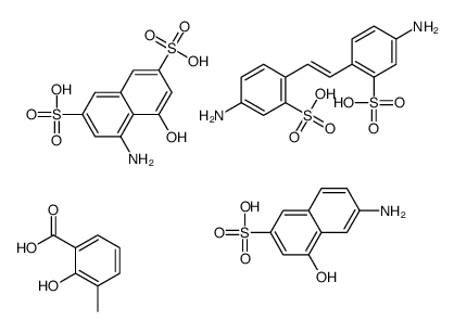 5-amino-2-[(E)-2-(4-amino-2-sulfophenyl)ethenyl]benzenesulfonic acid,4-amino-5-hydroxynaphthalene-2,7-disulfonic acid,6-amino-4-hydroxynaphthalene-2-sulfonic acid,2-hydroxy-3-methylbenzoic acid结构式