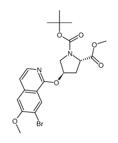 (2S,4R)-1-tert-butyl 2-methyl 4-(7-bromo-6-methoxyisoquinolin-1-yloxy)pyrrolidine-1,2-dicarboxylate Structure