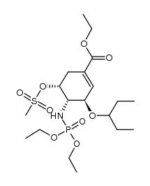 (3R,4S,5R)-4-[(diethoxyphosphoryl)amino]-3-(1-ethylpropoxy)-5-(methanesulfonyloxy)cyclohex-1-enecarboxylic acid ethyl ester结构式