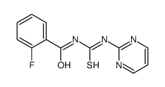 2-fluoro-N-(pyrimidin-2-ylcarbamothioyl)benzamide结构式