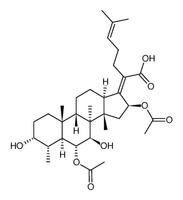 ent-6β,16α-Diacetoxy-3β,7α-dihydroxy-8-methyl-18,30-dinor-5β,10α-lanosta-17(20)t,24-dien-2-1-saeure Structure