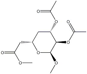 Methyl 2-O,3-O,6-O-triacetyl-4-deoxy-α-D-xylo-hexopyranoside structure