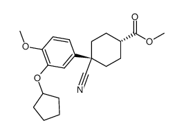 methyl trans-[4-cyano-4-(3-cyclopentyloxy-4-methoxyphenyl)cyclohexane-1-carboxylate] Structure