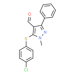 5-[(4-Chlorophenyl)sulfanyl]-1-methyl-3-phenyl-1H-pyrazole-4-carbaldehyde结构式