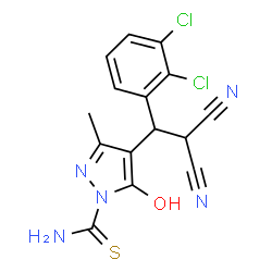 4-[2,2-Dicyano-1-(2,3-dichlorophenyl)ethyl]-5-hydroxy-3-methyl-1H-pyrazole-1-carbothioamide Structure