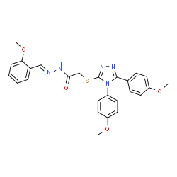 2-{[4,5-bis(4-methoxyphenyl)-4H-1,2,4-triazol-3-yl]sulfanyl}-N'-(2-methoxybenzylidene)acetohydrazide structure