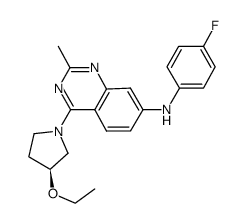 (S)-[4-(3-Ethoxy-pyrrolidin-1-yl)-2-methyl-quinazolin-7-yl]-(4-fluoro-phenyl)-amine结构式