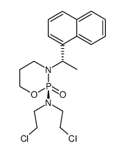 bis-(2-chloro-ethyl)-[(R)-3-((S)-1-naphthalen-1-yl-ethyl)-2-oxo-2λ5-[1,3,2]oxazaphosphinan-2-yl]-amine Structure