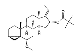 (17E)-16β-(pivaloyloxy)-6β-methoxy-3α,5-cyclo-5α-pregn-17(20)-ene结构式