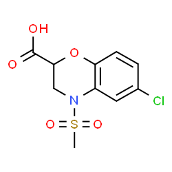 6-Chloro-4-(methylsulfonyl)-3,4-dihydro-2H-1,4-benzoxazine-2-carboxylic acid structure