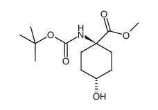 anti-1-[N-(t-butoxycarbonyl)amino]-4-hydroxycyclohexane-1-carboxylic acid methyl ester结构式