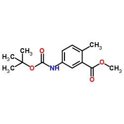 Methyl 2-methyl-5-({[(2-methyl-2-propanyl)oxy]carbonyl}amino)benzoate结构式