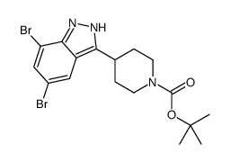 1-PIPERIDINECARBOXYLIC ACID, 4-(5,7-DIBROMO-1H-INDAZOL-3-YL)-, 1,1-DIMETHYLETHYL ESTER结构式