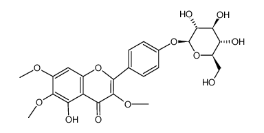 5,4'-Dihydroxy-3,6,7-trimethoxy-flavon-4'-glucosid结构式