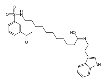 11-[(3-acetylphenyl)sulfonylamino]-N-[2-(1H-indol-3-yl)ethyl]undecanamide结构式