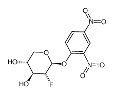 2,4-二硝基苯基 2-脱氧-2-氟-beta-D-吡喃木糖苷结构式