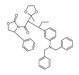 [4R-[3(2S*,3S*),4R*]]-3-[3-[3-[Bis(phenylmethyl)amino]phenyl]-2-(2-methyl-1,3-dioxolan-2-yl)-1-oxopentyl]-4-phenyl-2-oxazolidinone结构式