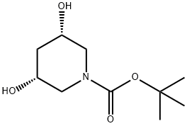 cis-3,5-Dihydroxy-piperidine-1-carboxylic acid tert-butyl ester structure