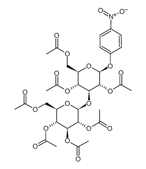 [(2R,3R,4S,5R,6S)-3,4,5-triacetyloxy-6-[(2R,3R,4S,5R,6S)-3,5-diacetyloxy-2-(acetyloxymethyl)-6-(4-nitrophenoxy)oxan-4-yl]oxyoxan-2-yl]methyl acetate结构式
