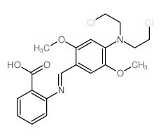 2-[[4-[bis(2-chloroethyl)amino]-2,5-dimethoxy-phenyl]methylideneamino]benzoic acid Structure