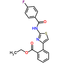 ETHYL 2-(2-[(4-FLUOROBENZOYL)AMINO]-1,3-THIAZOL-4-YL)BENZENECARBOXYLATE Structure