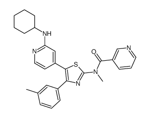 N-[5-[2-(cyclohexylamino)pyridin-4-yl]-4-(3-methylphenyl)-1,3-thiazol-2-yl]-N-methylpyridine-3-carboxamide Structure