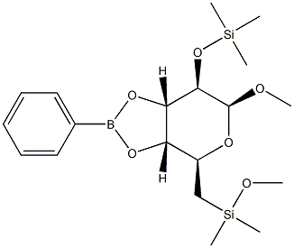 Methyl 2-O,6-O-bis(trimethylsilyl)-3-O,4-O-(phenylboranediyl)-α-D-galactopyranoside Structure