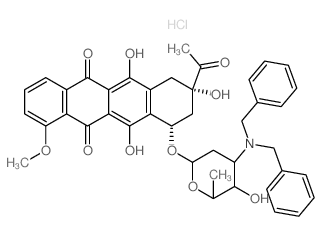 (8S,10S)-8-acetyl-10-[(2S,4S,5S,6S)-4-(dibenzylamino)-5-hydroxy-6-methyl-oxan-2-yl]oxy-6,8,11-trihydroxy-1-methoxy-9,10-dihydro-7H-tetracene-5,12-dione structure