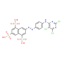 7-[[4-[(2,5,6-Trichloro-4-pyrimidinyl)amino]phenyl]azo]-1,3,5-naphthalenetrisulfonic acid structure