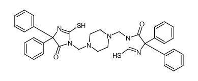 3-[[4-[(5-oxo-4,4-diphenyl-2-sulfanylideneimidazolidin-1-yl)methyl]piperazin-1-yl]methyl]-5,5-diphenyl-2-sulfanylideneimidazolidin-4-one结构式