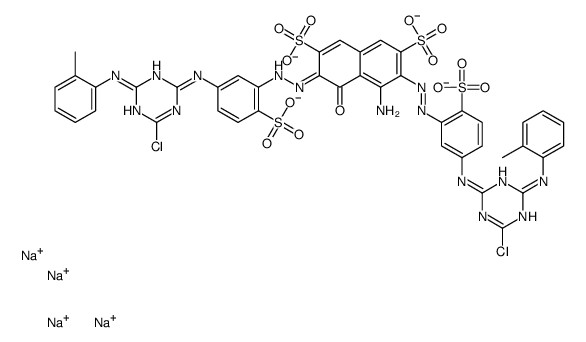 tetrasodium 4-amino-3,6-bis[[5-[[4-chloro-6-[(o-tolyl)amino]-1,3,5-triazin-2-yl]amino]-2-sulphonatophenyl]azo]-5-hydroxynaphthalene-2,7-disulphonate Structure