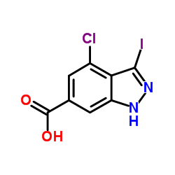 4-CHLORO-3-IODO-6-INDAZOLECARBOXYLIC ACID结构式