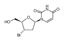 1-(2-Desoxy-3-brom-β-D-ribofuranosyl)-uracil Structure