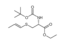 tert-butyl (R)-2-[(E)-prop-1-enylsulfanyl]-1-(ethoxycarbonyl)ethylcarbamate结构式