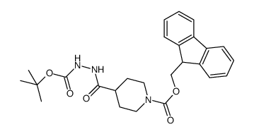 fluoren-9-ylmethyl 4-{N-[(tert-butoxy)carbonylamino]-carbamoyl}piperidinecarboxylate结构式