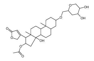 (3β,5β,16β-3-[(2,6-dideoxy-D-ribo-hexosyl)oxy]-14,16-dihydroxycard-20(22)-enolide 16-acetate Structure