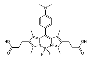 bis-carboxylic acid (1,3,5,7-tetramethyl-2,6-bis(2-carboxyethyl)-8-(p-dimethylaminophenyl)-4,4-difluoro-4-bora-3a,4a-diaza-s-indacene)结构式