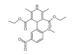 3,5-Diethoxycarbonyl-4-(2-methoxy-5-nitrophenyl)-2,6-dimethyl-1,4-dihydropyridine结构式