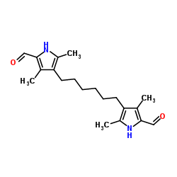 4,4'-Hexane-1,6-diylbis(3,5-dimethyl-1H-pyrrole-2-carbaldehyde)结构式