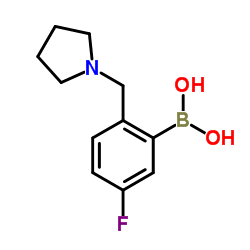 (5-fluoro-2-(pyrrolidin-1-ylmethyl)phenyl)boronic acid structure