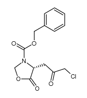 1-[(R)-3-benzyloxycarbonyl-5-oxo-4-oxazolidinone]-3-chloro-2-propanone Structure