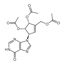 9-[(1R,2S,3R)-2,3-diacetoxy-4-(acetoxymethyl)-4-cyclopenten-1-yl]hypoxanthine Structure