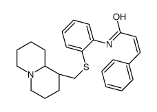 (E)-N-[2-[[(1R,9aR)-2,3,4,6,7,8,9,9a-octahydro-1H-quinolizin-1-yl]methylsulfanyl]phenyl]-3-phenylprop-2-enamide结构式