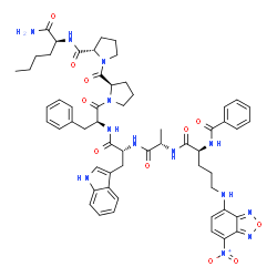 N-alpha-benzoyl-(delta-(7-nitrobenz-2-oxa-1,3-diazol-4-yl))ornithinyl-alanyl-tryptophyl-phenylalanyl-prolyl-prolyl-norleucinamide结构式