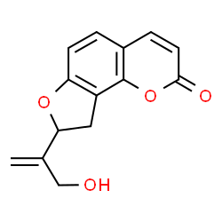 (-)-8,9-Dihydro-8-[1-(hydroxymethyl)vinyl]-2H-furo[2,3-h]-1-benzopyran-2-one Structure